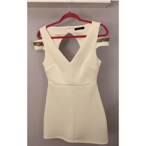 Ark & co. White Dress Off the Should Studded Dress